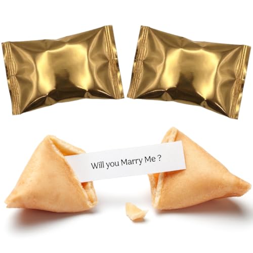 2 Pack Will You Marry Me Fortune Cookies | Unique Engagement Gift & Presents | Wedding Proposal Decorations | Valentines Day I Love You Card Alternative | Vegan & UK Baked Treat