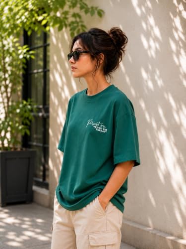 Image of ColorChakra Cotton Oversized Tshirt for Womens Down Shoulder Loose fit t-Shirt Women Baggy Style Oversize t-Shirt Korean fit
