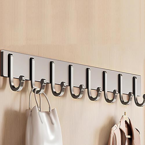 XUQQU Perchero Pared, Perchero Colgante De Estilo Pastoral, Ganchos De Pared Sin Taladrar, Percheros Pared Aleación De Aluminio,Adecuado Para El Balcón Del Baño Detrás De La Puerta(Gray,62cm/24.4in)