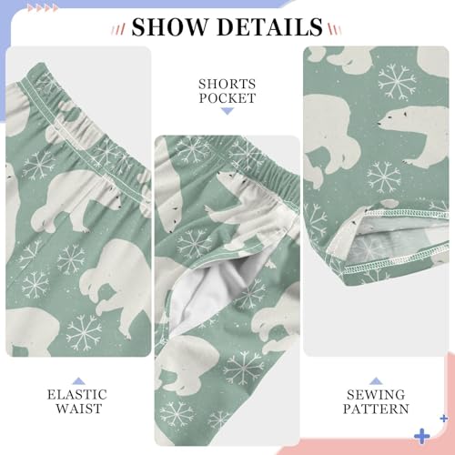 Polar Bear Snowflake Boys Long Pants Soft Trousers Elastic Waist Kids Lounge Bottoms with Pockets S-XL4