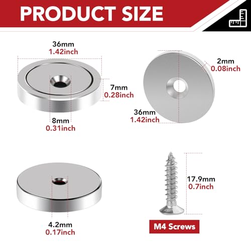 Top Magnets TOP-NA36-6P-SLIVER 150Lbs Strong Magnets, Heavy Duty Magnets With Screws And Iron Sheets, Neodymium Magnets With Countersunk Hole For Hanging, Cruise, Industrial thumb #2
