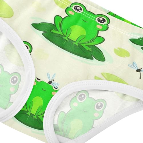 Green Frogs Cute Panties Little Girl Toddler Girls Underwear Cotton Durable Kids Undies Briefs 2t4