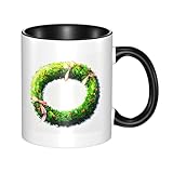 WBQLSL Taza de cerámica de doble color con corona verde esmeralda, taza clásica de mango grande, adecuada para oficina y ocio en casa, apta para microondas