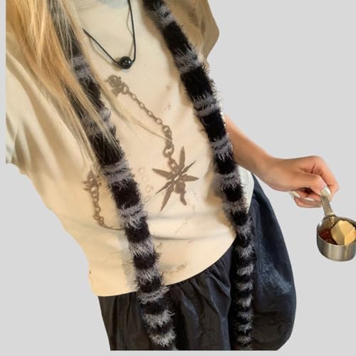 Black and Grey Striped Scarf - Long Knit Neck Scarf for Women - Fashionable Accessory4