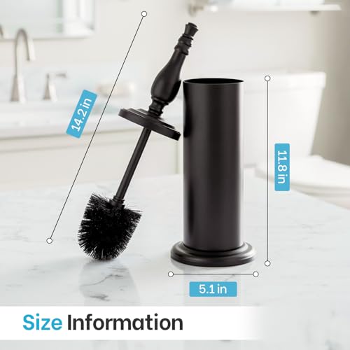 Image of Matt Black Toilet Brush and Holder Set, Toilet Bowl Brush with Heavy Duty Wide Base,Deep Cleaning Modern Bathroom Cleaner Brush -Space Saving