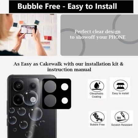 Image of ZARALA Glass Camera Lens Protector For Motorola Edge 60 Fusion 5G[9H Hardness] [6D Lens Protector ] [Easy Installation] Black