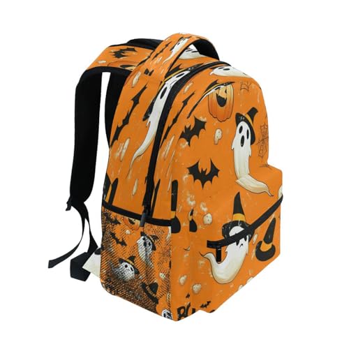 Dussdil Halloween Pumpkins Ghosts Orange Kids Backpack School Backpacks for Boys Girls 16 IN Book Back Pack Bag Casual Travel Daypack with Adjustable Shoulder Strap Zipper2