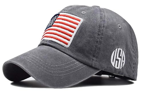 Image of American-Flag-Embroidery-Baseball-Cap for Men Women Low Profile Adjustable Dad Hat Washed Vintage Patriotic Hat