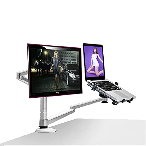 Support de bureau multimédia Henxiyi à double bras en alliage d'aluminium orientable à 360°