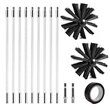 Kaminbürste Stange Set, Durchmesser 150mm Kaminbesen, Ofenrohrbürste, Schornsteinfeger Bürste, Schornsteinbesen mit 9 Flexible Stangen 410mm, für Kamin, Rohre, Trockner