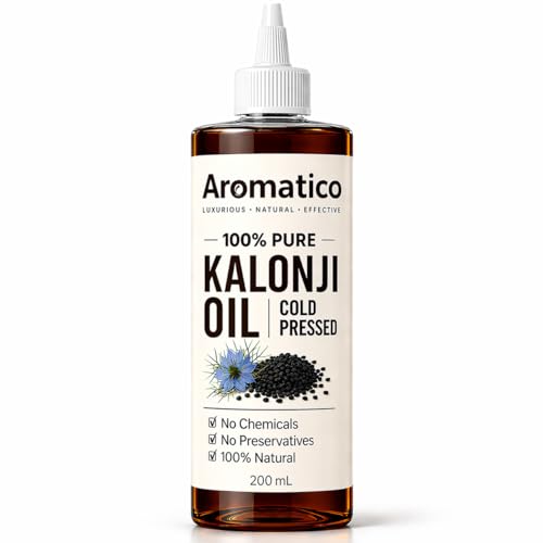 Image of AROMATICO Kalonji Oil for Hair Growth & Skin - Black Seed Oil for Hair Fall, Scalp Health & Hair Thickening | Nigella Sativa Hair Oil | 200ml