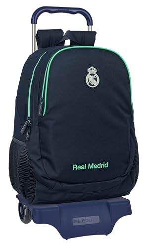 Real Madrid 2ª EQUIPACIÓN 25/26   Mochila Escolar con Carro, Ideal para Niños de Diferentes Edades, Cómoda y Versátil, Calidad y Resistencia, 33x15x43 cm