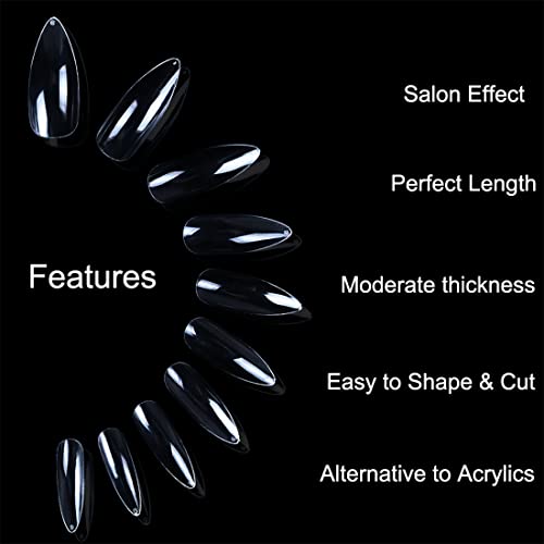 Clear Stiletto Acrylic Fake Nails - Ecbasket Clear Full Cover Stiletto Nail Tips 500Pcs 10 Sizes Long Pointed Nails Clear Claw Nails For Diy Nail Art #TOP5