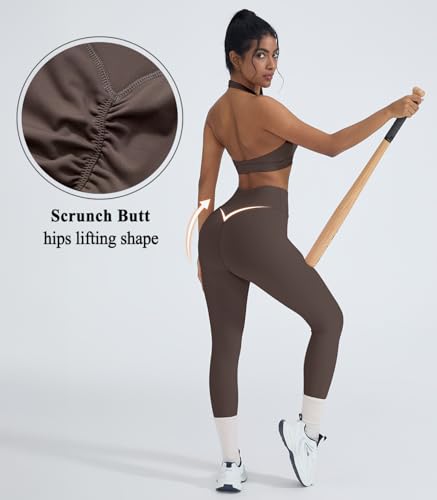 OMKAGI 2 Piece Workout Sets for Women Halter Sports Bras Gym Sets Booty Leggings Outfits - Image 5