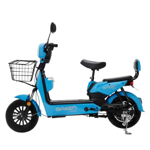 Image of Green Udaan Low Speed Electric Scooter Non RTO 80KM Range Lithium Battery with Portable Charger (Blue)