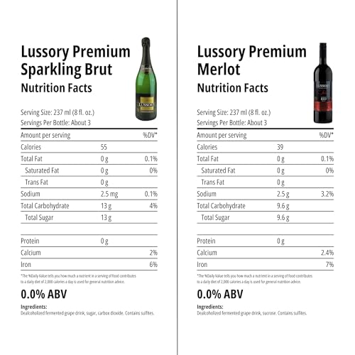 Image of Lussory Premium Non-Alcoholic Wine Sampler Set (Merlot, Rose, Tempranillo, Brut) De-alcoholized from Spain (4 Bottles, 25.3 fl oz. Each) Halal Certified