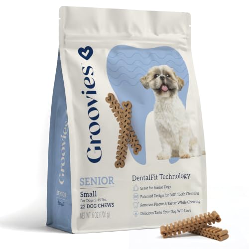 Groovies Senior & Gentle Chewers Small Dog Dental Chews 5-15 lbs 22Ct