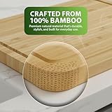 ZENO Large Wooden Chopping Board 40 x 30 x 2CM | Bamboo Cutting Board for Kitchens | Wood Chopping Board with Deep Juice Groove for Meat Veg and Bread | Multi Purpose Wooden Chopping Boards for Home - Image 6