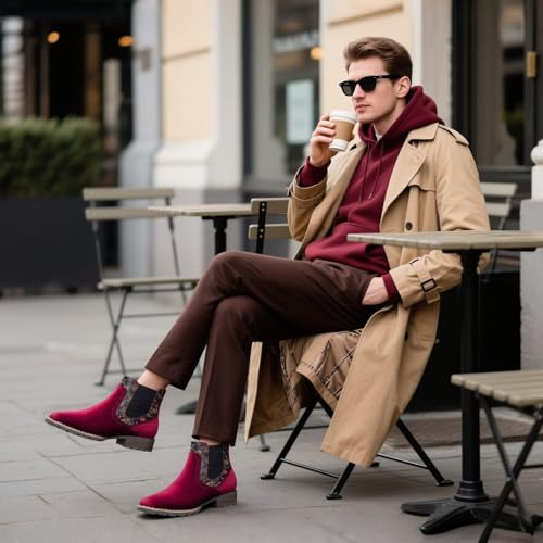Image of Men's Chelsea Boots Suede Ankle Boots - Comfortable Slip-On Dress Boots for Casual & Work