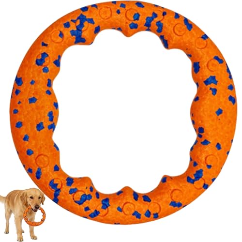 DXPETA Dog Frisbee Toy Indestructible Flying Disc for Medium and Large Breeds Outdoor Water Floating Ring for Beach Training and Play Orange Base Design