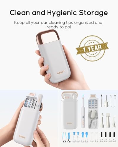 Image of Bebird Earsight Plus R37R Ear Wax Removal Tool Camera, FSA HSA Eligible Items, Smart Ear Cleaner with Painless Visual Tweezers, Flexible Ear Camera Otoscope, Home ENT Cleaning Kit for Family,White
