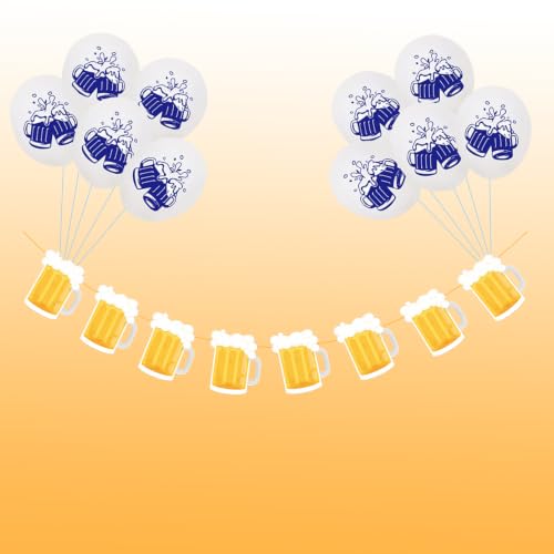 Image of Beer Birthday Banner for Beer Party and Birthday Wedding Party Supplies (White)
