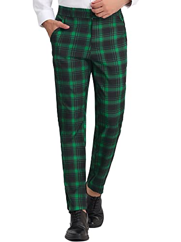 Lars Amadeus Men's Plaid Dress Pants Casual Slim Fit Checkered Business Trousers