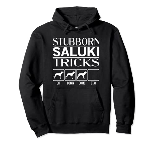 Stubborn Dog Tricks, funny dog gift idea, Funny Saluki Pullover Hoodie, Black