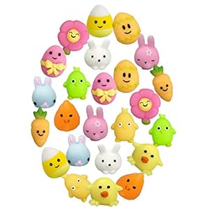 24 PCS Easter Mochi Squishy Toys Stress Relief Squishies for Kids Boys Girls Toddlers Easter Basket Stuffers Egg Fillers Gifts Party Favors