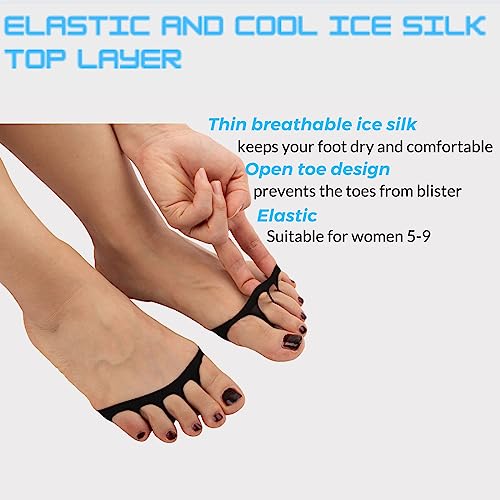 Image of Flammi 6 Pairs Ball of Foot Cushion Socks,Women's Toe Cover with Padding Toe Topper Liner Socks Non-Skid Bottom