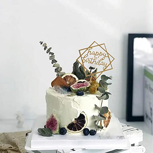 Gold Cake Topper Acrylic Cake Topper Happy Birthday Cake Topper Cake Decoration Supplies (5 Pieces) #TOP3