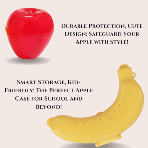 Image of Plastoware Apple & Banana Case Combo, Fruit Storage Holder Cover Box Set of 2 Durable Plastic Case for School, Office, Gym and Picnic Gift (Pack of 2)