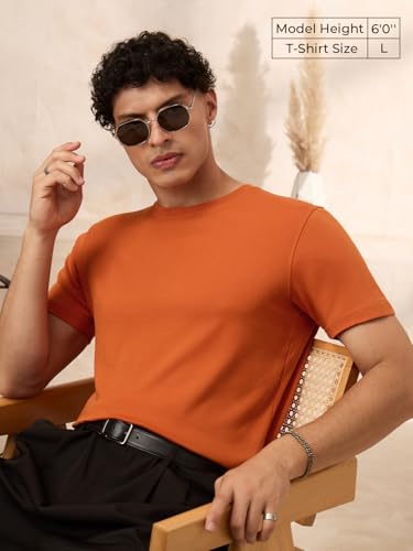Image of The Souled Store Supima: Men and Boys Short Sleeves Round Neck Solid Premium Basic Casual Lightweight Easy to Style Everyday Streetwear Trendy Supima T-Shirt