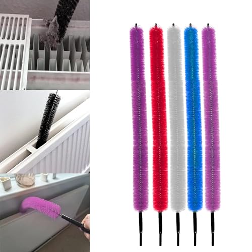 Long Handle Easy Reach Radiator Cleaning Bristle Brush Dust Duster Cleaner Flexible, Radiator Brush with Bristles, for Better Cleaning 70cm (Random Colour)