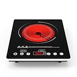 Portable Electric Cooktop, 1800W Single Burner Electric Stove with Touch Control, Child Safety Lock, Timer, 9 Power Level, Overheat Protection, Compact Induction Cooktop for Home Dorm Office