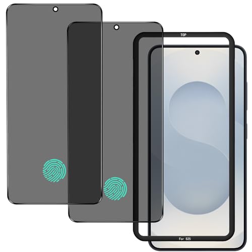 IBETEK für Samsung Galaxy S25 Sichtschutz Panzerglasfolie [mit Fingerabdruck] [2 Stück] Anti Spy Privacy Tempered Glass 9H Gehärtetem Schutz Glas Dunkel Schwarz Displayschutz Folie Blickschutzfolie