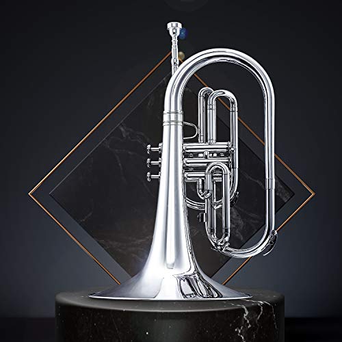 Eastar Mellophone Student Standard Marching Mellophone Key of F Nickel Plated with Hard Case Mouthpiece Gloves Oil Tuner Cleaning Kit, EMLP-380