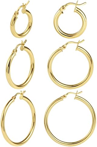 ALEXCRAFT Hoop Earrings Set for Women 14k Gold Plated Small Hoops Pack Cubic Zirconia Hoop Earrings Large Hoop Earrings for Teen Girls