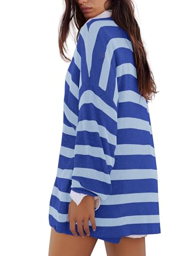 Image of Panadila Womens Striped Sweater Set Oversized Lounge Sets Matching Pajamas Long Sleeve Sweater Top and Shorts