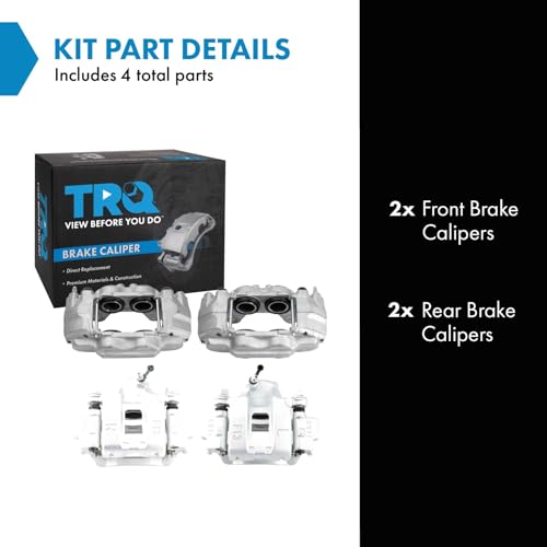 Image of TRQ Front and Rear Brake Caliper Set Zinc Coated Brackets Hardware Compatible with 2003-2009 Toyota 4Runner