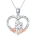 Collier coeur mère et enfant, pendentif collier mère en argent sterling 925 cadeaux de bijoux de Noël pour la fête des mères pour maman et fille