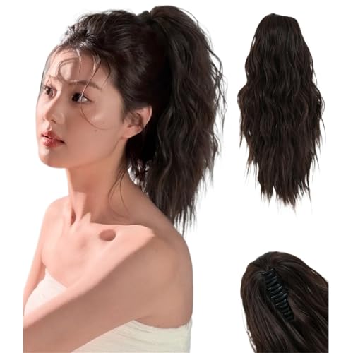 Perruque queue de cheval ondulée courte postiche cheveux tressés femme