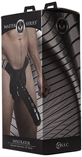 Master Series Infiltrator Hollow Strap-On, 10 Inch Dildo, Black (Af233) #TOP5