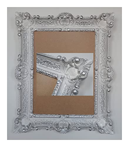 Lnxp BILDERRAHMEN 56x46cm ANTIK BAROCK BILDERRAHMEN in der Farbe Weiß/Silber Dualcolor RECHTECKIG REPRO Bilder für 30x40cm oder 40x30 cm BAROCKRAHMEN BILDER 50R