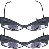 JOINPAYA Neuartige Katzenaugen Sonnenbrillen 2 Paar Unregelmäßig Ergonomisch Schwarz Partybrillen für Fotoshooting Cosplay