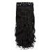 REECHO 16" Curly Wavy 4 Pieces Set Thick Clip in on Hair Extensions Black Brown
