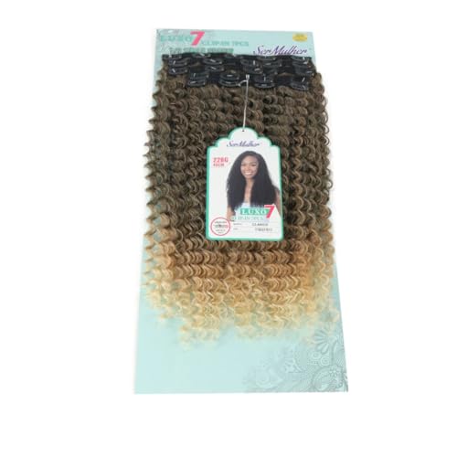 Extensiones con clip – Ser Mulher – Pelo rizado afro largo – 7 mechones con clip de 60 cm (T1B-27-613 BLONDE DEGRADEE)