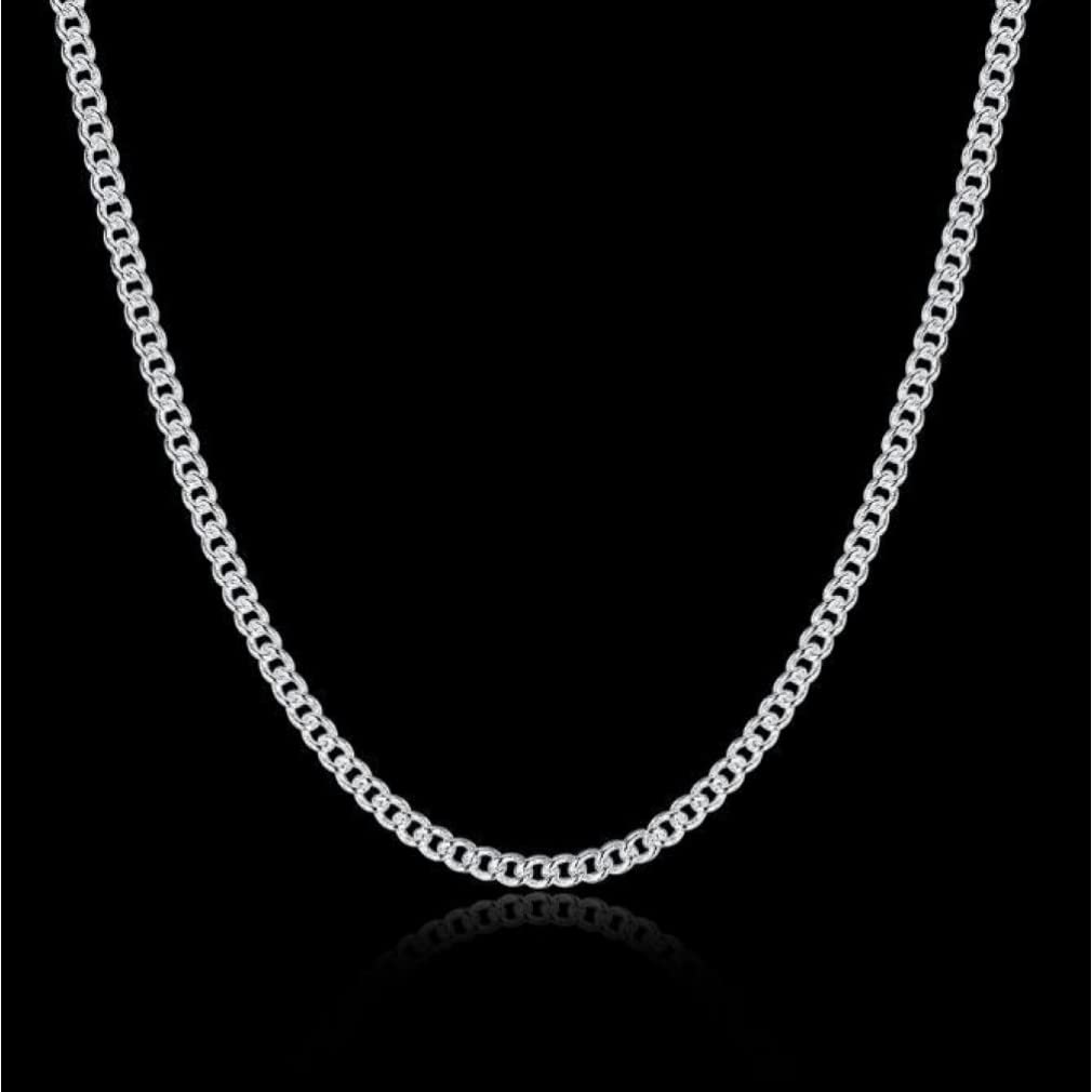 Cadena Lateral de 0.079 in para Mujer, Plata de Ley 925, 16.0 in, 18.0 in, 20.0 in, 22.0 in, 24.0 in, Collares de Abalorios Cortos y Largos