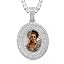 0369 Silver oval pendant with tennis chain