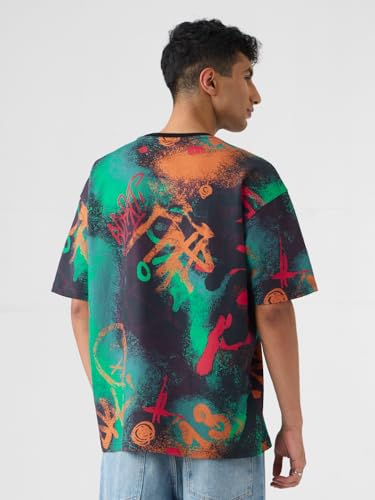Image of The Souled Store Mr. Soul Men and Boys Short Sleeve Round Neck Purple Graphic Printed Cotton Oversized T-Shirts